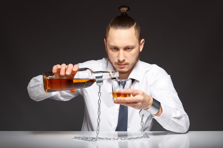 Doświadczony barman nalewający mocny alkohol